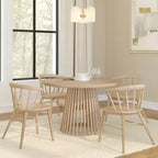 Mesa de comedor redonda Plank+Beam 48 Lido, mesa de cocina minimalista de madera maciza para 4 personas