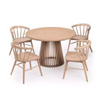Mesa de comedor redonda Plank+Beam 48 Lido, mesa de cocina minimalista de madera maciza para 4 personas