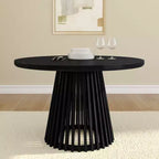 Mesa de comedor redonda Plank+Beam 48 Lido, mesa de cocina minimalista de madera maciza para 4 personas