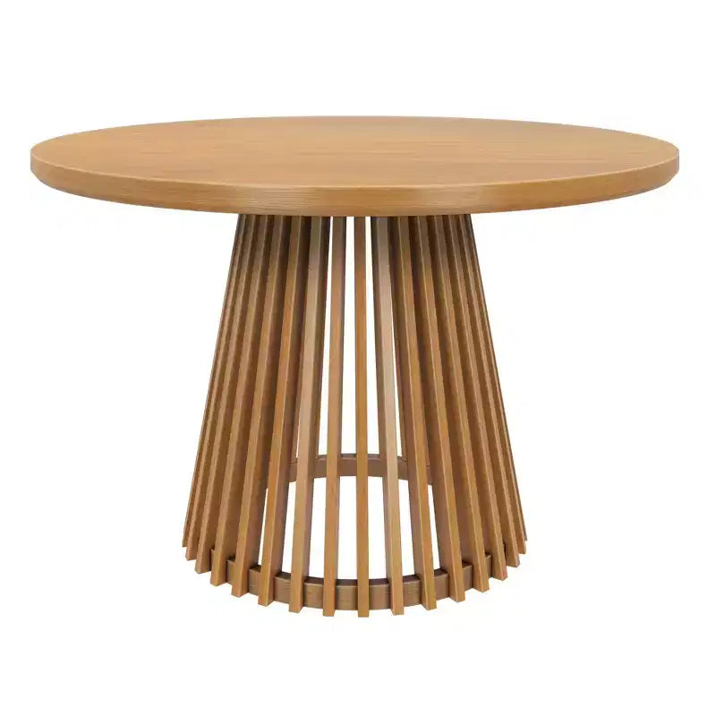 Mesa de comedor redonda Plank+Beam 48 Lido, mesa de cocina minimalista de madera maciza para 4 personas