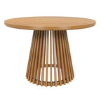Mesa de comedor redonda Plank+Beam 48 Lido, mesa de cocina minimalista de madera maciza para 4 personas