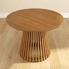 Mesa de comedor redonda Plank+Beam 48 Lido, mesa de cocina minimalista de madera maciza para 4 personas