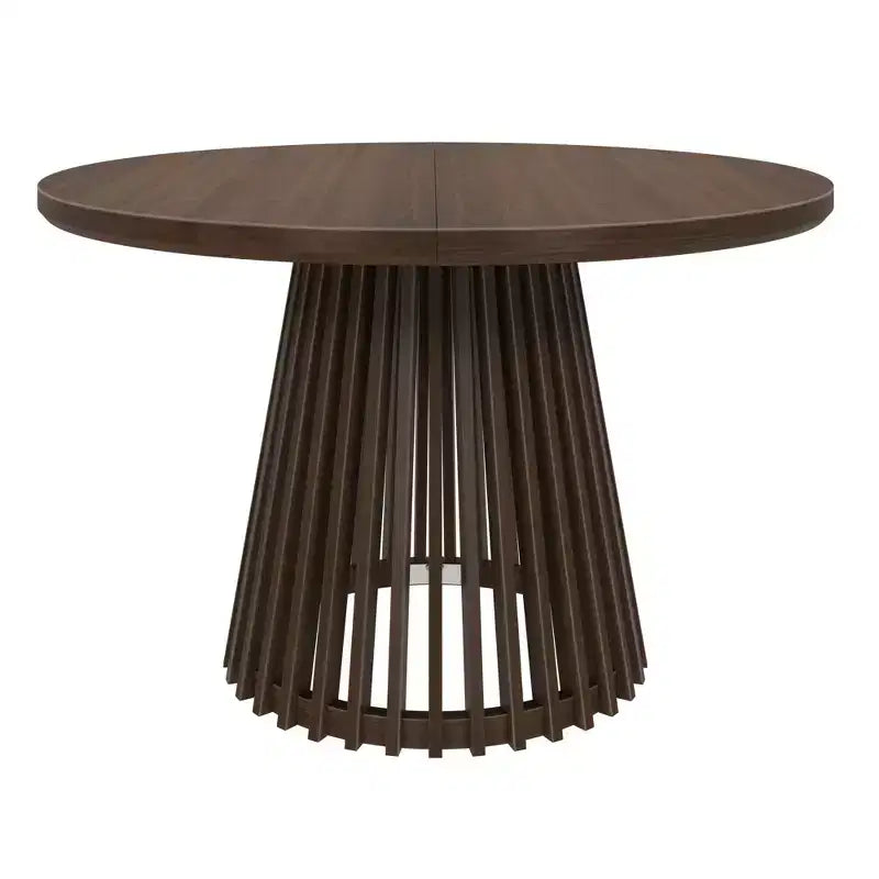 Mesa de comedor redonda Plank+Beam 48 Lido, mesa de cocina minimalista de madera maciza para 4 personas