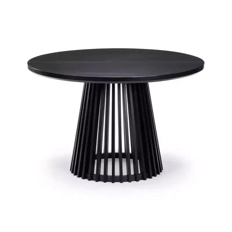 Mesa de comedor redonda Plank+Beam 48 Lido, mesa de cocina minimalista de madera maciza para 4 personas