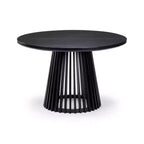 Mesa de comedor redonda Plank+Beam 48 Lido, mesa de cocina minimalista de madera maciza para 4 personas
