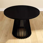 Mesa de comedor redonda Plank+Beam 48 Lido, mesa de cocina minimalista de madera maciza para 4 personas