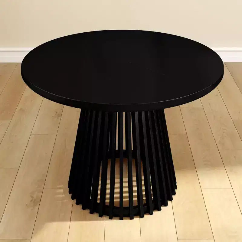Mesa de comedor redonda Plank+Beam 48 Lido, mesa de cocina minimalista de madera maciza para 4 personas