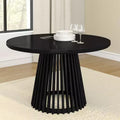 Mesa de comedor redonda Plank+Beam 48 Lido, mesa de cocina minimalista de madera maciza para 4 personas