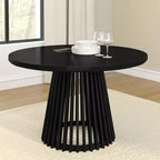 Mesa de comedor redonda Plank+Beam 48 Lido, mesa de cocina minimalista de madera maciza para 4 personas