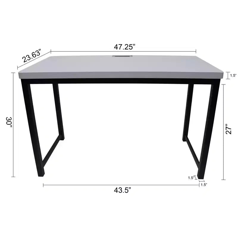 Escritorio de oficina para computadora eHemco con tapa gris claro y base de marco de metal negro, 30 pulgadas de alto