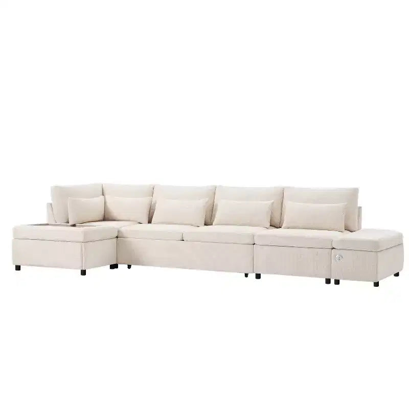 Sofá cama modular seccional Whisen 270 - en forma de L de 6 plazas con otomana de almacenamiento, sofá de chenilla, personalizable para sala de estar y apartamento