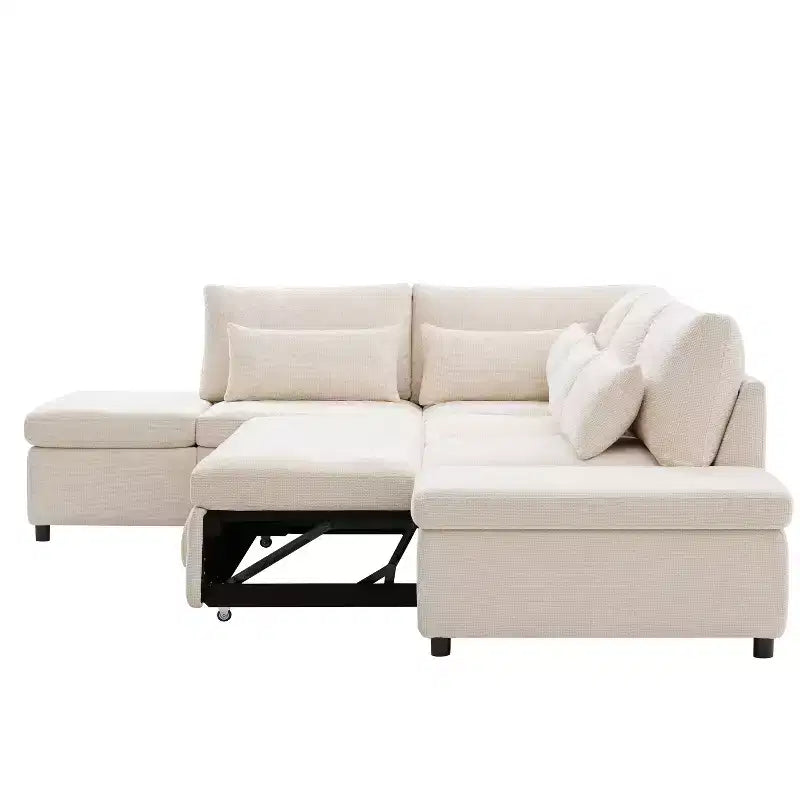 Sofá cama modular seccional Whisen 270 - en forma de L de 6 plazas con otomana de almacenamiento, sofá de chenilla, personalizable para sala de estar y apartamento