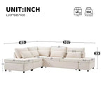 Sofá cama modular seccional Whisen 270 - en forma de L de 6 plazas con otomana de almacenamiento, sofá de chenilla, personalizable para sala de estar y apartamento