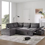 Sofá cama modular seccional Whisen 270 - en forma de L de 6 plazas con otomana de almacenamiento, sofá de chenilla, personalizable para sala de estar y apartamento