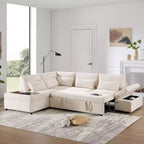 Sofá cama modular seccional Whisen 270 - en forma de L de 6 plazas con otomana de almacenamiento, sofá de chenilla, personalizable para sala de estar y apartamento