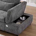 Sofá cama modular seccional Whisen 270 - en forma de L de 6 plazas con otomana de almacenamiento, sofá de chenilla, personalizable para sala de estar y apartamento