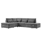 Sofá cama modular seccional Whisen 270 - en forma de L de 6 plazas con otomana de almacenamiento, sofá de chenilla, personalizable para sala de estar y apartamento