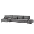 Sofá cama modular seccional Whisen 270 - en forma de L de 6 plazas con otomana de almacenamiento, sofá de chenilla, personalizable para sala de estar y apartamento