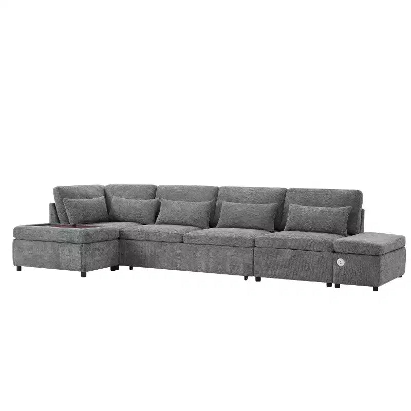Sofá cama modular seccional Whisen 270 - en forma de L de 6 plazas con otomana de almacenamiento, sofá de chenilla, personalizable para sala de estar y apartamento
