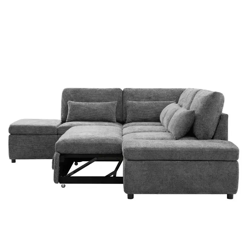 Sofá cama modular seccional Whisen 270 - en forma de L de 6 plazas con otomana de almacenamiento, sofá de chenilla, personalizable para sala de estar y apartamento