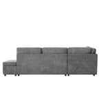 Sofá cama modular seccional Whisen 270 - en forma de L de 6 plazas con otomana de almacenamiento, sofá de chenilla, personalizable para sala de estar y apartamento