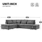 Sofá cama modular seccional Whisen 270 - en forma de L de 6 plazas con otomana de almacenamiento, sofá de chenilla, personalizable para sala de estar y apartamento