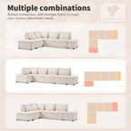 Sofá cama modular seccional Whisen 270 - en forma de L de 6 plazas con otomana de almacenamiento, sofá de chenilla, personalizable para sala de estar y apartamento