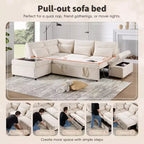 Sofá cama modular seccional Whisen 270 - en forma de L de 6 plazas con otomana de almacenamiento, sofá de chenilla, personalizable para sala de estar y apartamento