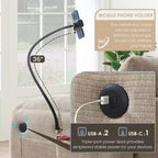 Sofá modular seccional en forma de L Whisen 108 de chenilla a rayas con asiento ancho, cargadores USB/Tipo-C y otomana con almacenamiento
