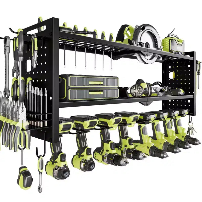 Hausource 3-Tier Power Tool Organizer Shelving Heavy Duty Storage Rack, Black