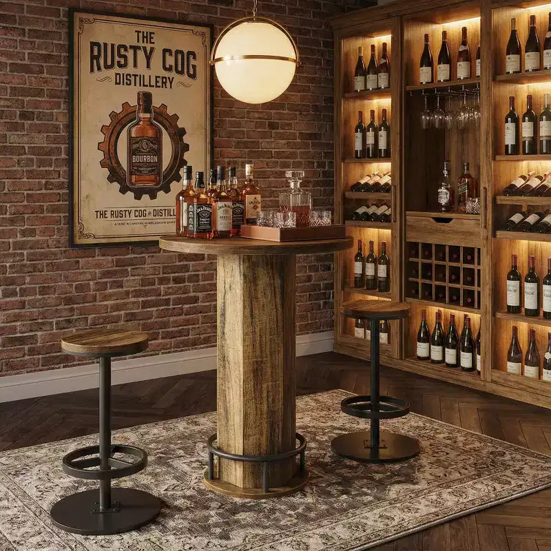 Juego de mesa de pub MAYEERTY Bistro con 2 taburetes de bar, juego de mesa y sillas de comedor para barra de casa
