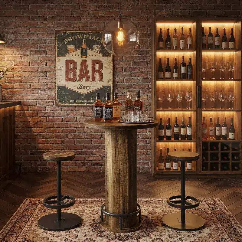 Juego de mesa de pub MAYEERTY Bistro con 2 taburetes de bar, juego de mesa y sillas de comedor para barra de casa