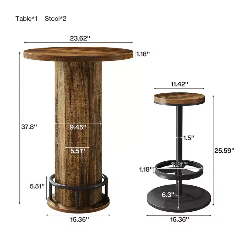 Juego de mesa de pub MAYEERTY Bistro con 2 taburetes de bar, juego de mesa y sillas de comedor para barra de casa