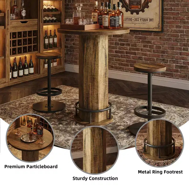 Juego de mesa de pub MAYEERTY Bistro con 2 taburetes de bar, juego de mesa y sillas de comedor para barra de casa