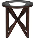 Mesa de centro redonda/ovalada Mesa auxiliar de cristal Mesa de cóctel Mesa de sofá Mesa lateral Mesa de centro, Negro/Cerezo-ModernLuxe