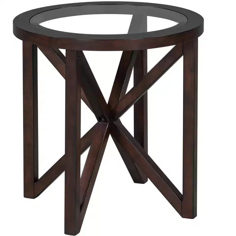 Mesa de centro redonda/ovalada Mesa auxiliar de cristal Mesa de cóctel Mesa de sofá Mesa lateral Mesa de centro, Negro/Cerezo-ModernLuxe