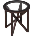 Mesa de centro redonda/ovalada Mesa auxiliar de cristal Mesa de cóctel Mesa de sofá Mesa lateral Mesa de centro, Negro/Cerezo-ModernLuxe