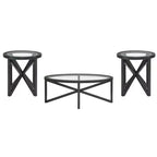 Mesa de centro redonda/ovalada Mesa auxiliar de cristal Mesa de cóctel Mesa de sofá Mesa lateral Mesa de centro, Negro/Cerezo-ModernLuxe