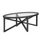 Mesa de centro redonda/ovalada Mesa auxiliar de cristal Mesa de cóctel Mesa de sofá Mesa lateral Mesa de centro, Negro/Cerezo-ModernLuxe