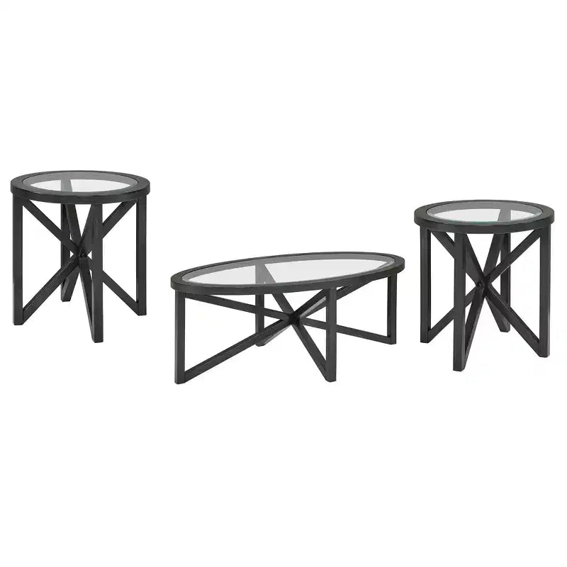 Mesa de centro redonda/ovalada Mesa auxiliar de cristal Mesa de cóctel Mesa de sofá Mesa lateral Mesa de centro, Negro/Cerezo-ModernLuxe