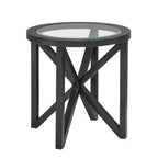 Mesa de centro redonda/ovalada Mesa auxiliar de cristal Mesa de cóctel Mesa de sofá Mesa lateral Mesa de centro, Negro/Cerezo-ModernLuxe