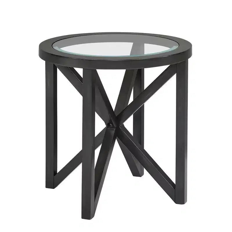 Mesa de centro redonda/ovalada Mesa auxiliar de cristal Mesa de cóctel Mesa de sofá Mesa lateral Mesa de centro, Negro/Cerezo-ModernLuxe