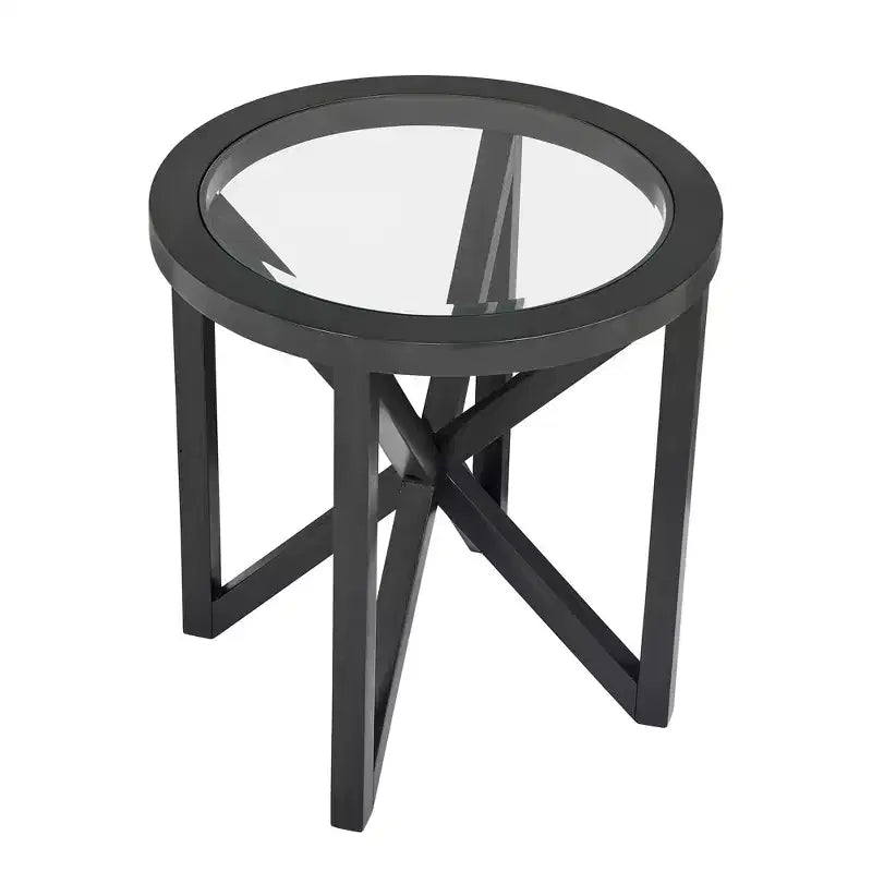 Mesa de centro redonda/ovalada Mesa auxiliar de cristal Mesa de cóctel Mesa de sofá Mesa lateral Mesa de centro, Negro/Cerezo-ModernLuxe