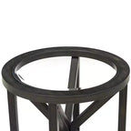 Mesa de centro redonda/ovalada Mesa auxiliar de cristal Mesa de cóctel Mesa de sofá Mesa lateral Mesa de centro, Negro/Cerezo-ModernLuxe