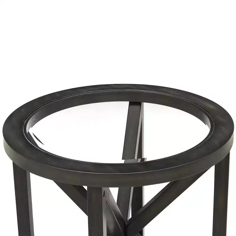Mesa de centro redonda/ovalada Mesa auxiliar de cristal Mesa de cóctel Mesa de sofá Mesa lateral Mesa de centro, Negro/Cerezo-ModernLuxe