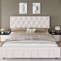 Velvet Upholstered Bed Frame with Storage Drawers, Platform Design with Solid Wooden Slats Support, No Box Spring Required.