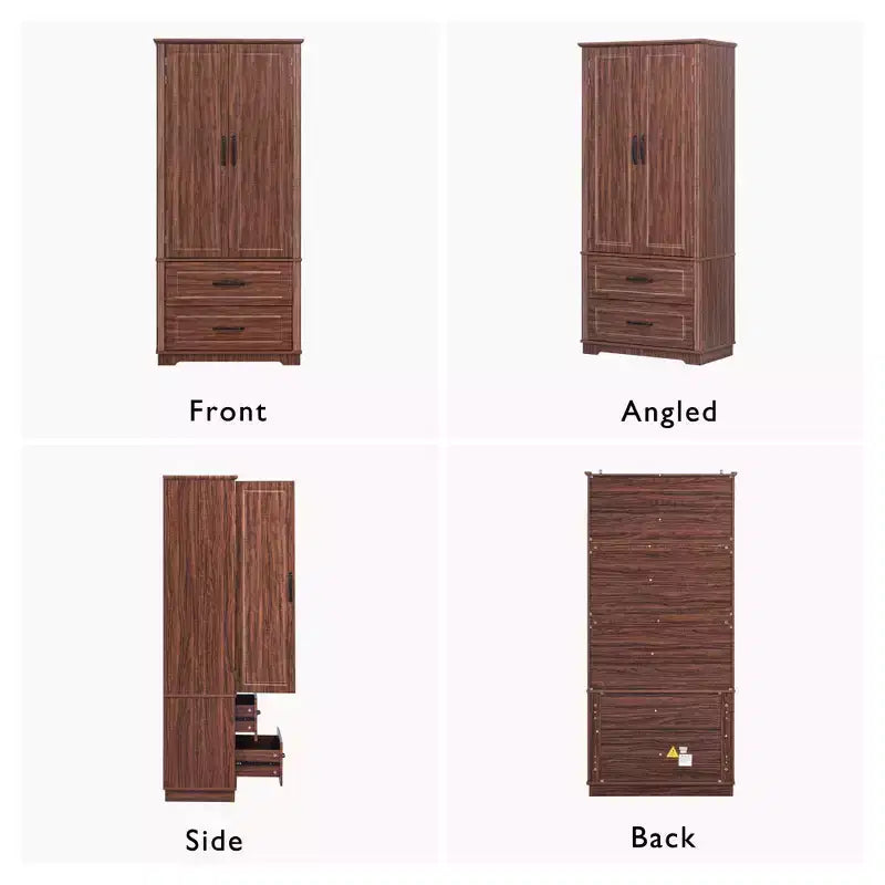 Alacena de estilo rústico de 71" con 2 cajones y 8 estantes en la puerta - Almacenamiento independiente con textura en relieve para cocina, comedor y sala de estar