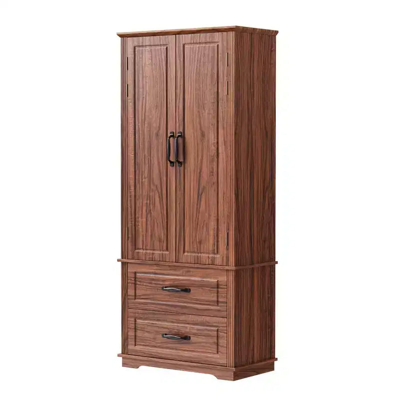 Alacena de estilo rústico de 71" con 2 cajones y 8 estantes en la puerta - Almacenamiento independiente con textura en relieve para cocina, comedor y sala de estar