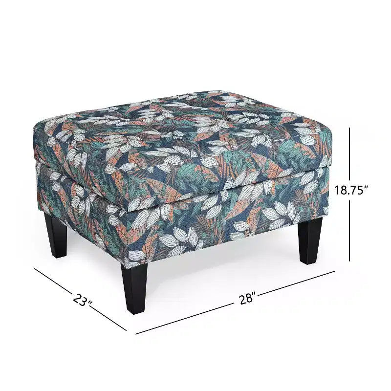 Christopher Knight Home Karaugh Otomana de almacenamiento con diseño floral contemporáneo y patas de abedul