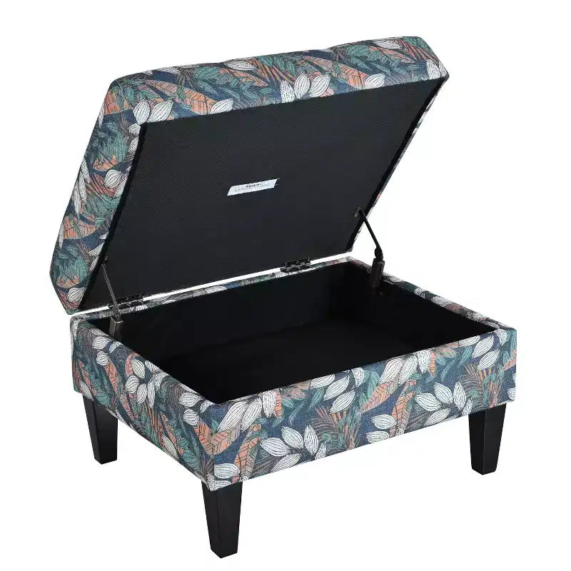 Christopher Knight Home Karaugh Otomana de almacenamiento con diseño floral contemporáneo y patas de abedul
